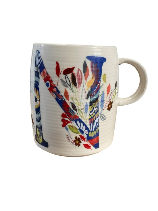 Other - Anthropologie Petal Palette Monogram N Mug Starla Halfmann Floral Letter N 14 oz